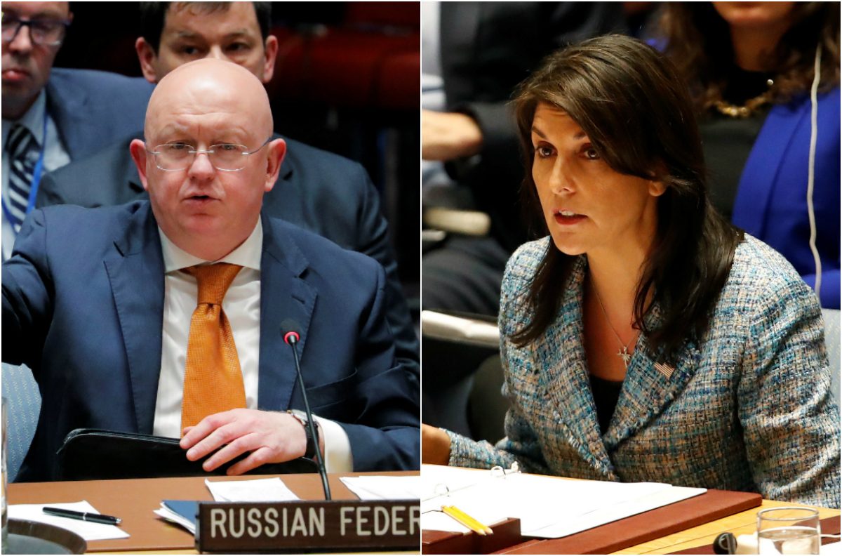تصافحا طويلاً وبحرارة، ثم دخلا القاعة وبدآ بكيل الاتهامات.. سفيرا أميركا وروسيا بمجلس الأمن يسجلان رقماً تاريخياً في “الفشل” بسبب الأسد