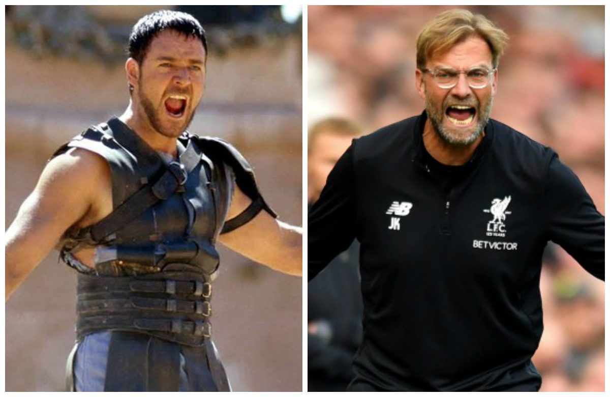 مدرب ليفربول: سنستعين بـ Gladiator.. وراسل كرو يرد: تحيا روما!