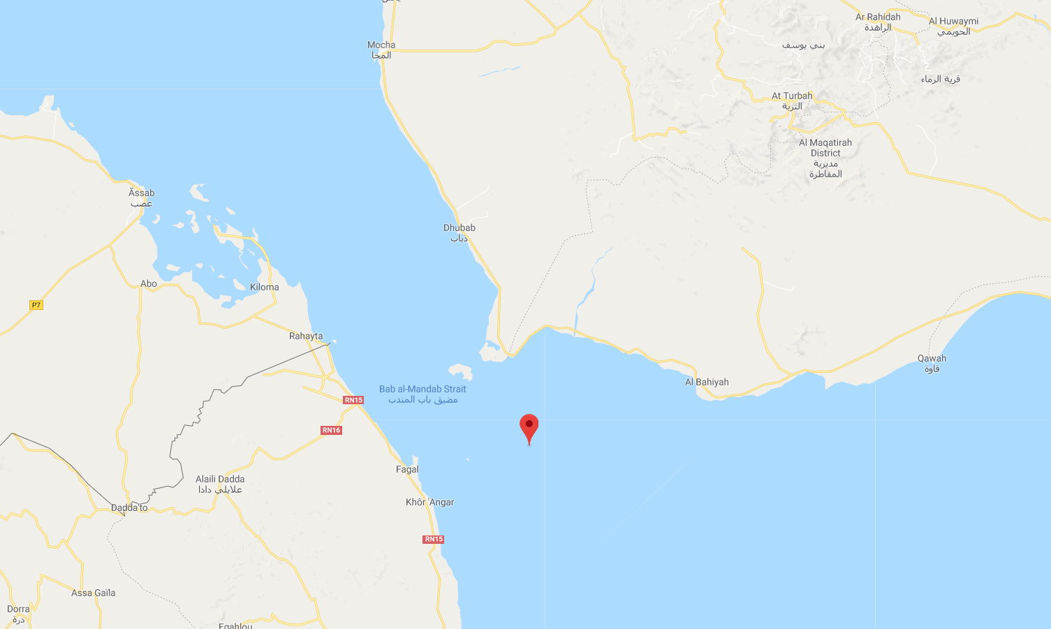 مضيق باب المندب يربط البحر الأحمر بالمحيط الهندي