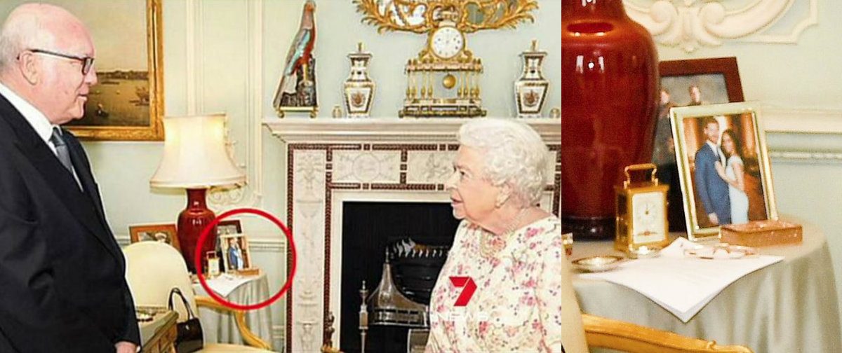  ظهرت فجأة واختفت فجأة! صورة هاري وميغان في قاعة استقبال الملكة بقصر باكينغهام تثير التساؤلات