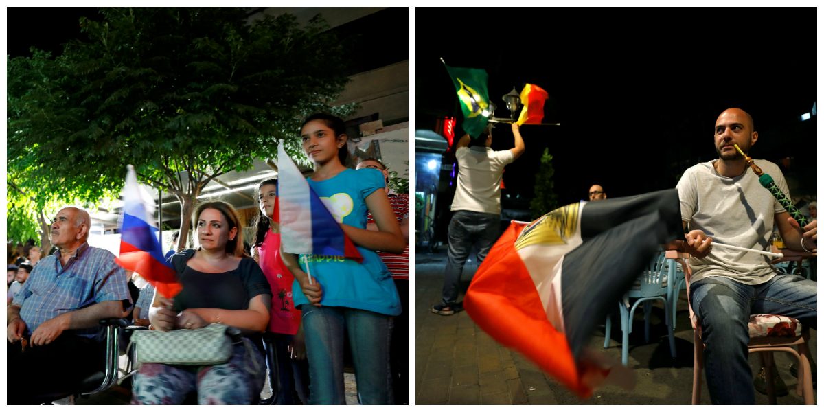 بعض السوريين شعروا بورطة خلال مشاهدتهم مباراة مصر وروسيا.. هل يشجعون الشقيقة العربية أم الحليف القوي؟