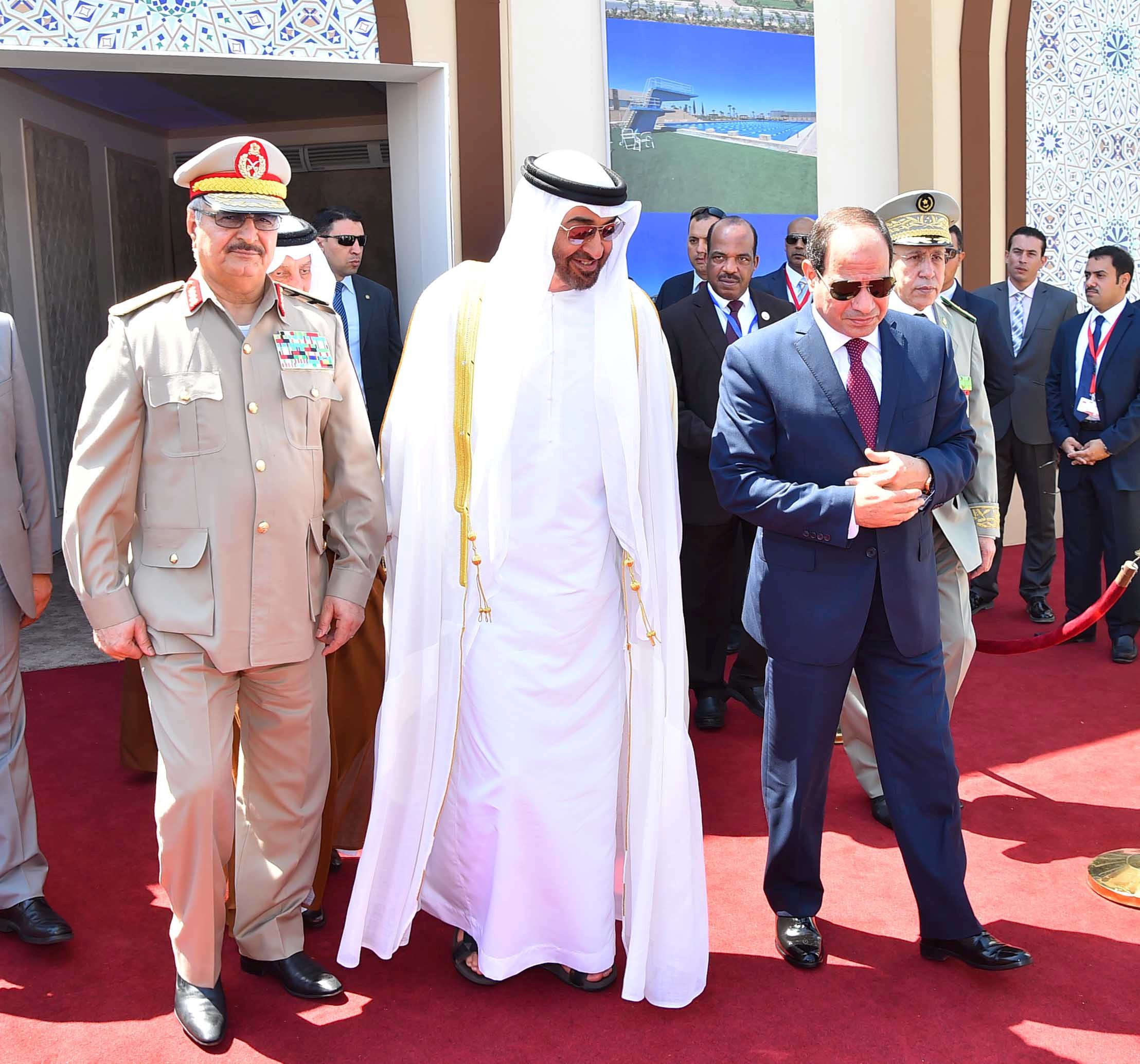 السيسي ومحمد بن زايد وخليفة حفتر