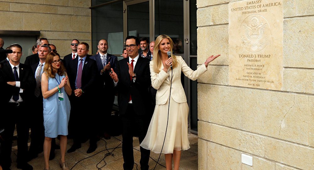 خلال حفل افتتاح السفارة الأميركية في القدس