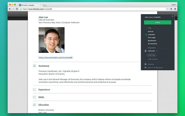 Evernote Web Clipper / google