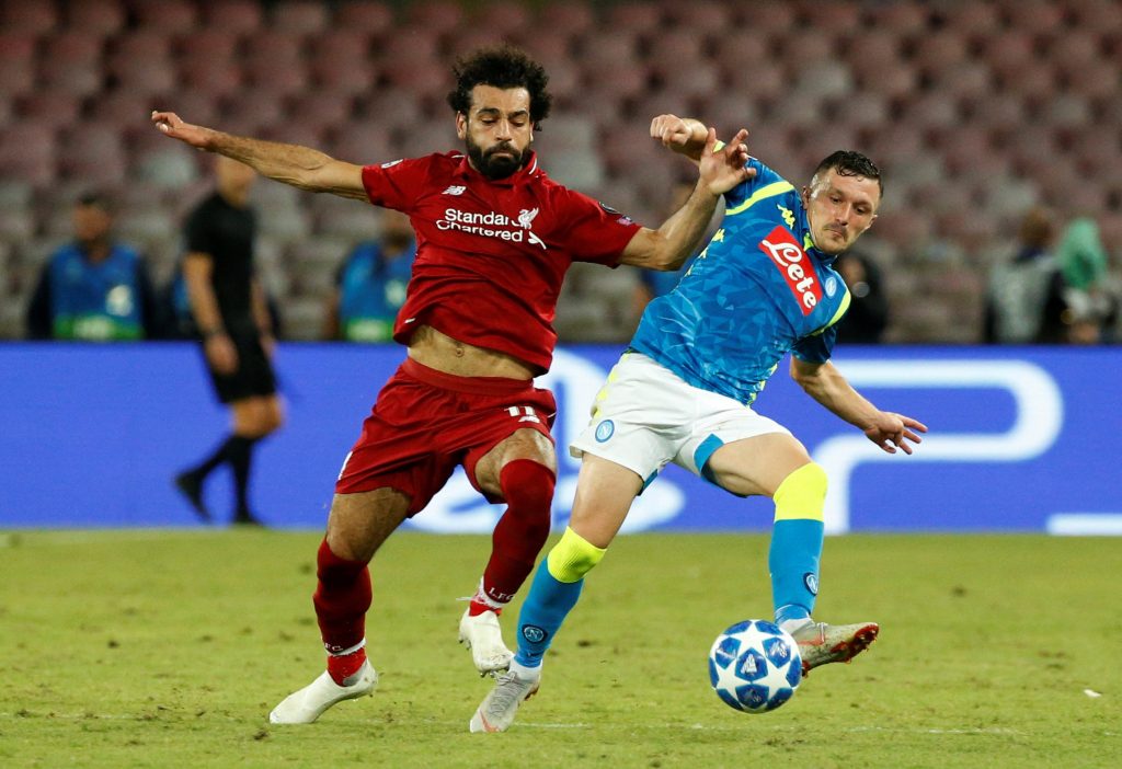 تراجع مستوى محمد صلاح بدا واضحاً خلال مواجهة ليفربول ونابولي/رويترز