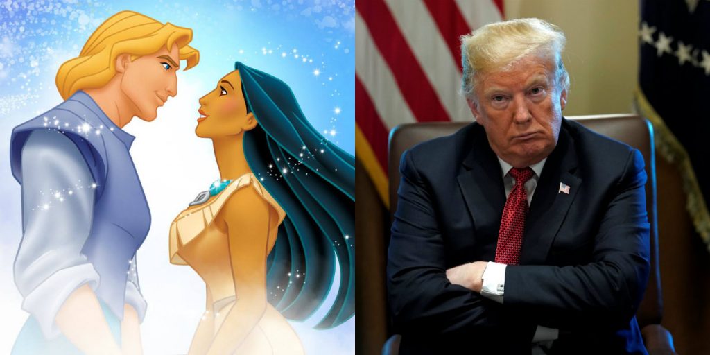 Social Media/ الرئيس الأميركي دونالد ترمب وشخصية بوكاهانتيس ديزني
