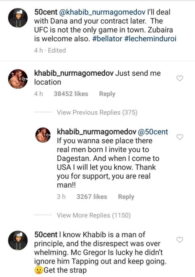 Twitte/ حبيب نورمحمدوف يرد على 50Cent