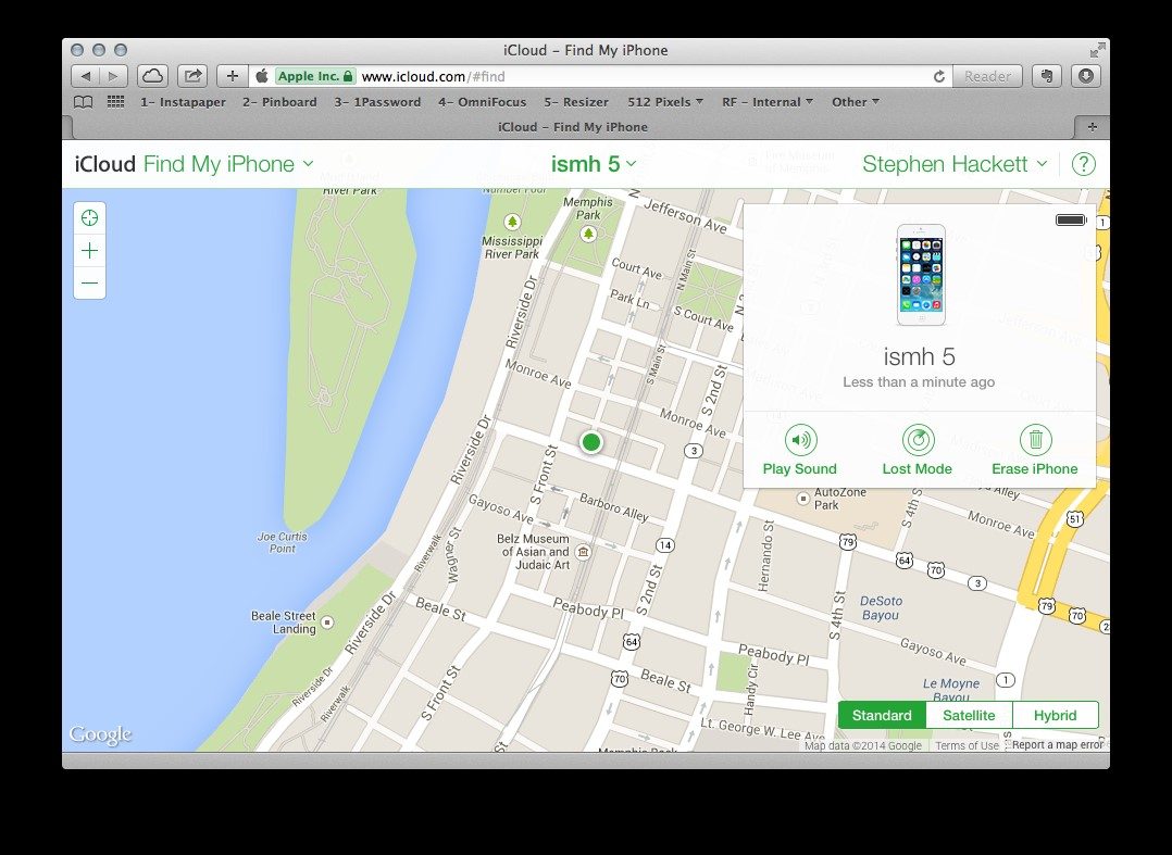 صورة توضيحية لاستخدام خاصة Find My iPhone 