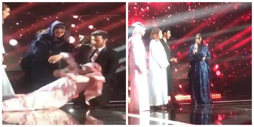 سقوط مشترك "نجم السعودية" على المسرح