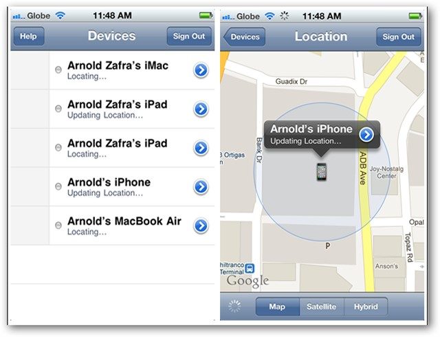 صورة توضيحية لاستخدام خاصة Find My iPhone 