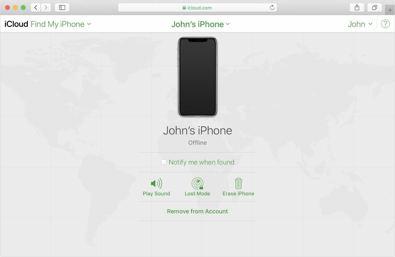 صورة توضيحية لاستخدام خاصة Find My iPhone 