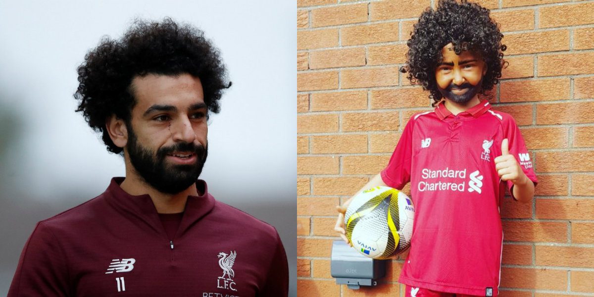 فتاة صغيرة تتنكر بشكل محمد صلاح في عيد الهالوين