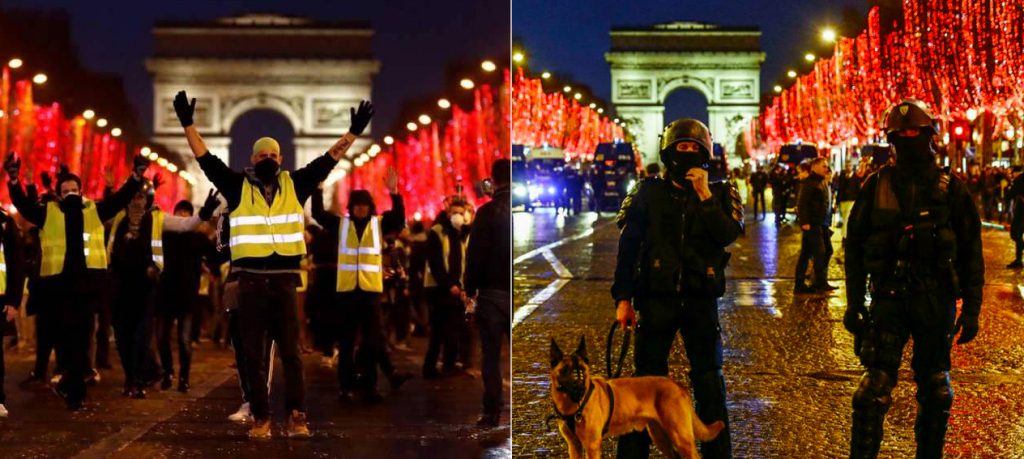 شارع الشانزلزيه وسط باريس، مركز احتجاجات أصحاب "السترات الصفراء" (رويترز)