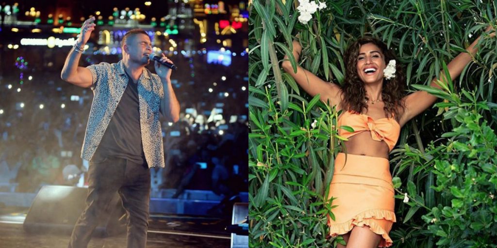 غياب دينا الشربيني عن حفل عمرو دياب