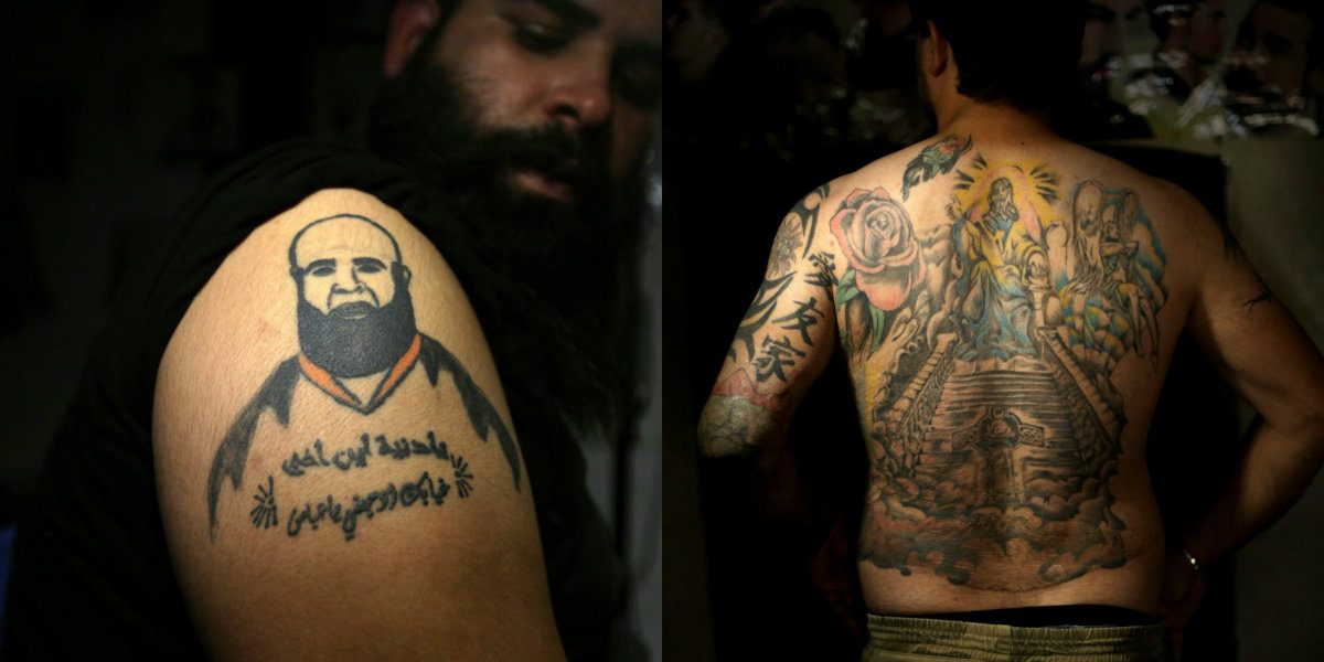 جندي عراقي يخفي تشوهاته بالوشوم