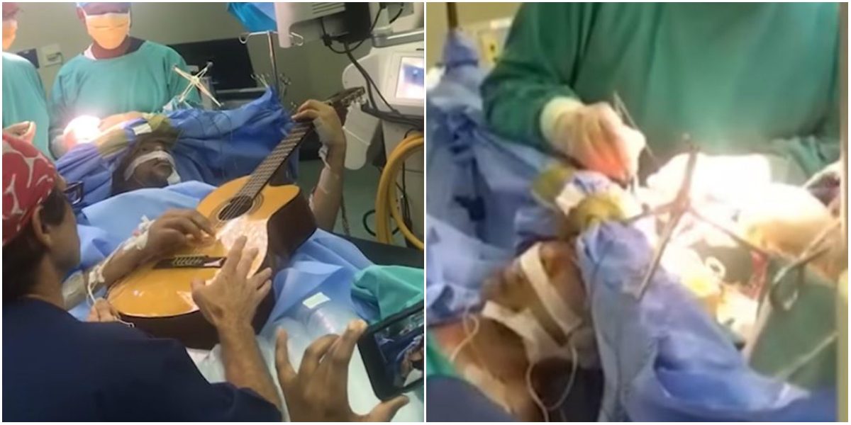 جمجمته كانت مفتوحة.. موسيقار يعزف الغيتار أثناء إجراء عملية في المخ استمرت لساعات (فيديو)