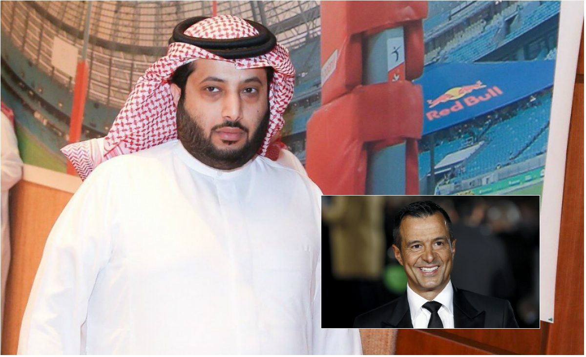 مالك نادي بيراميدز المصري تركي آل الشيخ ووكيل أعمال اللاعبين خورخي مينديز (رويترز)