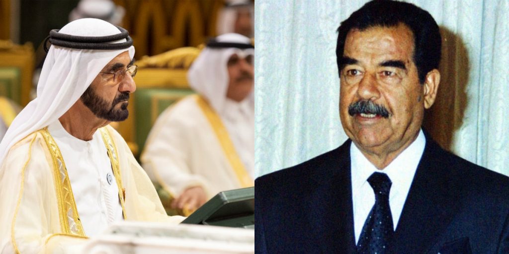 الشيخ محمد بن راشد حاكم دبي صدام حسين