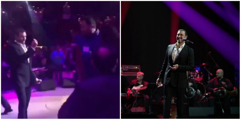 ماذا فعل كاظم الساهر مع معجبة تسللت للوصول إليه على المسرح؟