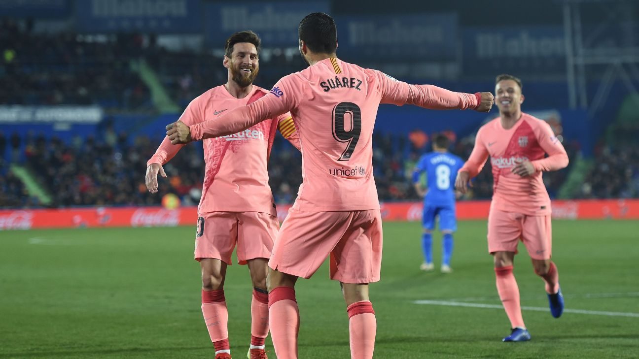 ميسي وسواريز سجلا في مباراة برشلونة وخيتافي