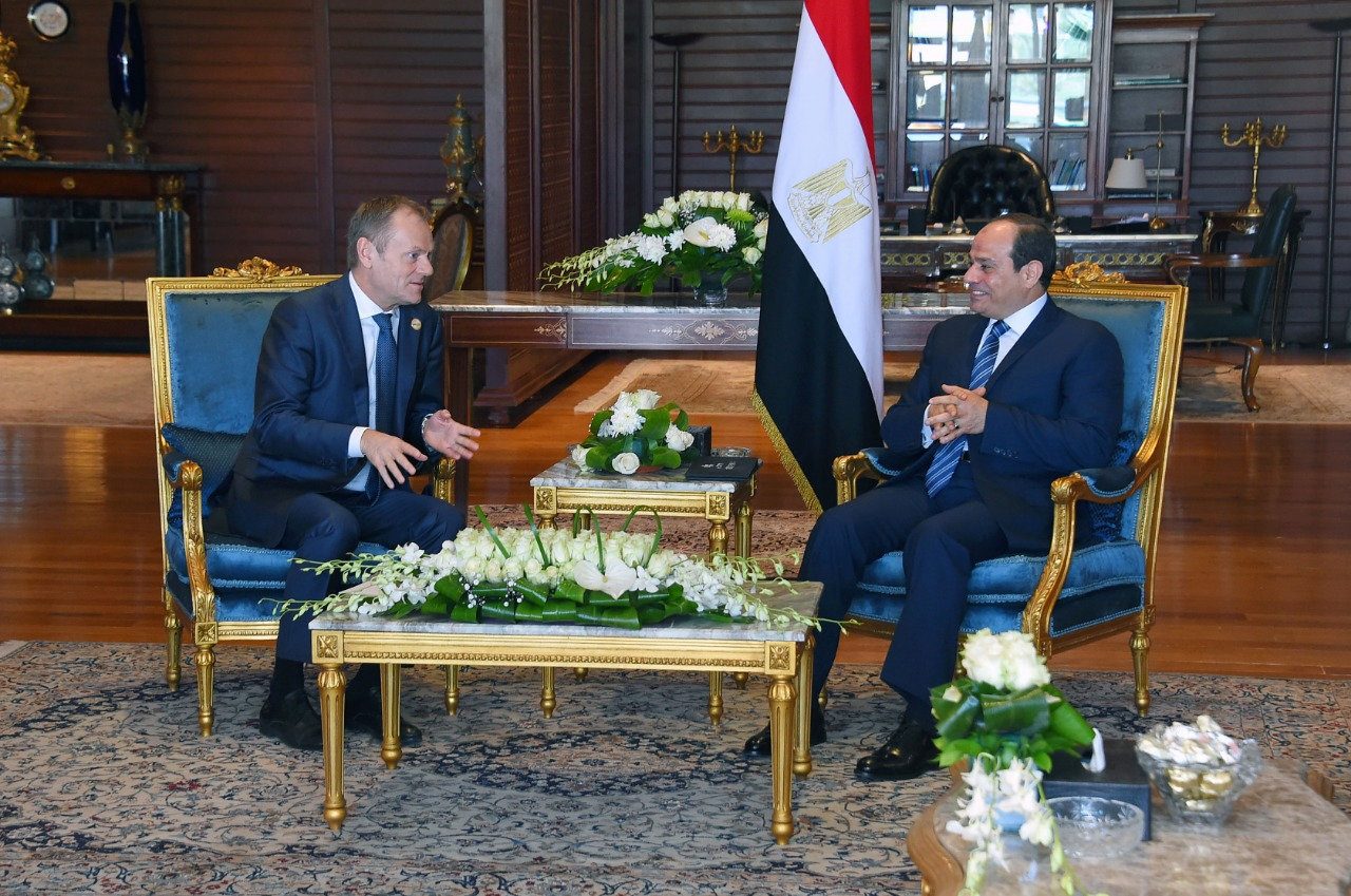 عبد الفتاح السيسي يجتمع مع رئيس المجلس الأوروبي دونالد تاسك في منتجع شرم الشيخ/ رويترز