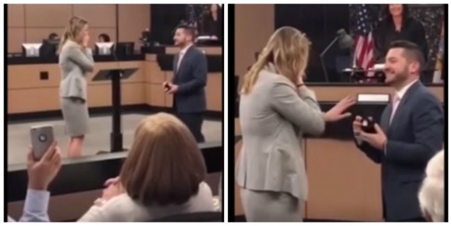 محامٍ أمريكي يُنظِّم مُحاكمة ليعرض الزواج على حبيبته