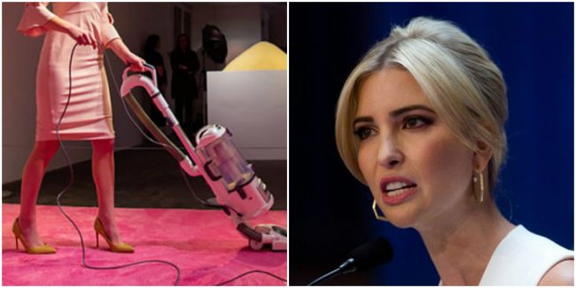 إيفانكا غاضبة من شبيهتها التي ظهرت تكنس فتات الخبز وهي بكامل أناقتها