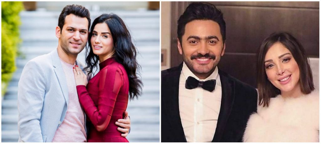 مراد يلدريم وإيمان الباني في منزل تامر حسني وبسمة بوسيل في القاهرة