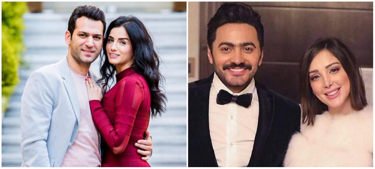 مراد يلدريم وإيمان الباني في منزل تامر حسني وبسمة بوسيل في القاهرة