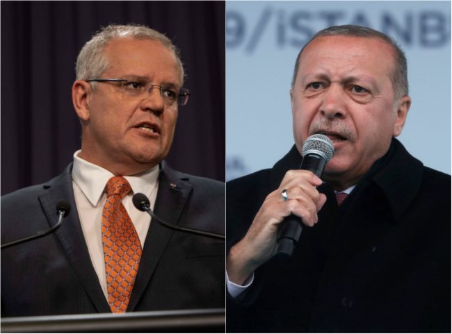 الرئيس التركي رجب طيب أردوغان ورئيس الوزراء الأسترالي سكوت موريسون