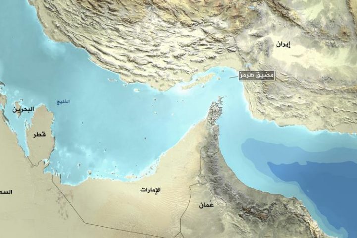موقع مضيق هرمز على الخارطة