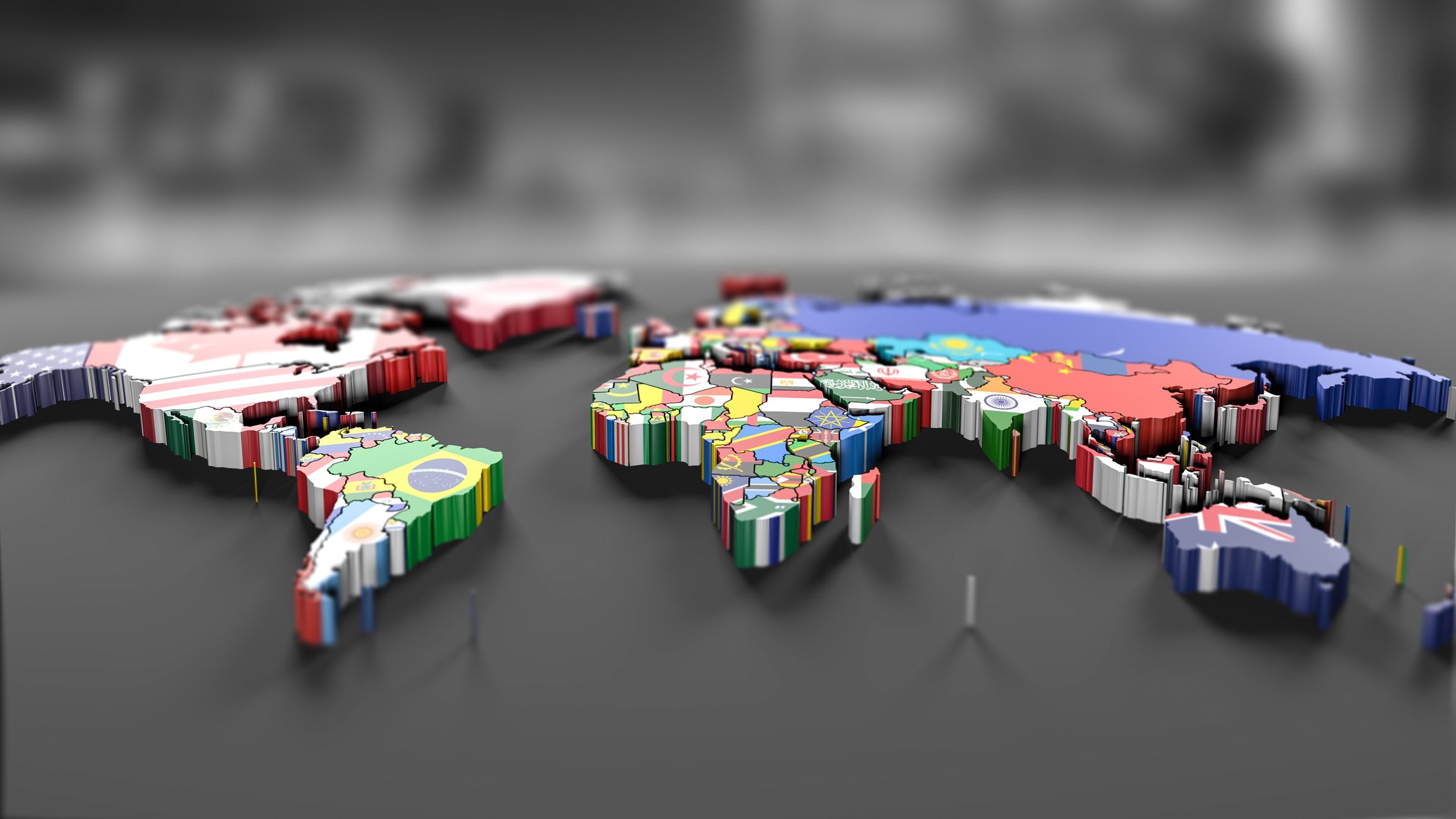 خريطة لدول العالم مع أعلامها (iStock)