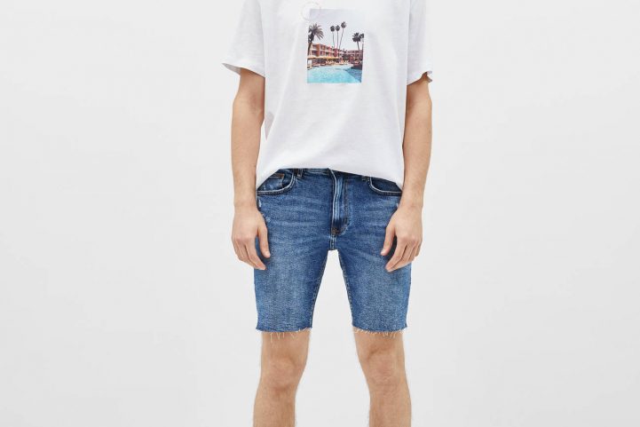 Bershka/ شورت جينز برمودا بقصة ضيقة