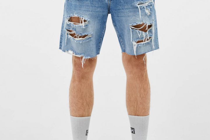 Bershka/ شورت جينز برمودا بقصة قصيرة