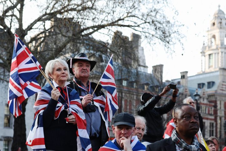 تظاهرة لأنصار Brexit في لندن بمارس/ آذار الماضي/ AFP