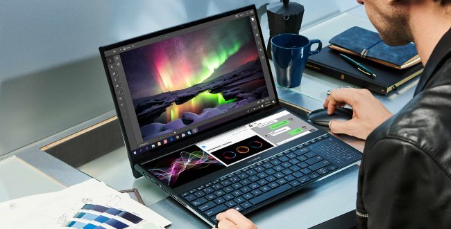 شاشتان بتقنية 4K، ويعمل ببصمة الوجه.. آسوس تكشف عن كمبيوترها المحمول الجديد asus ZenBook Pro Duo