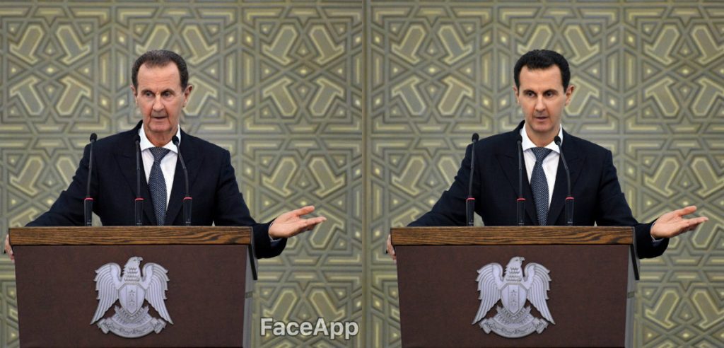 رئيس النظام السوري بشار الأسد عبر تطبيق فيس أب