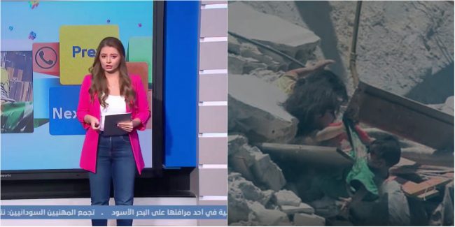 رضيعته تدلت بملابسها من المبنى وابنتاه دُفنتا جزئياً، فيديو لأب وبناته يُبكي مذيعة على الهواء