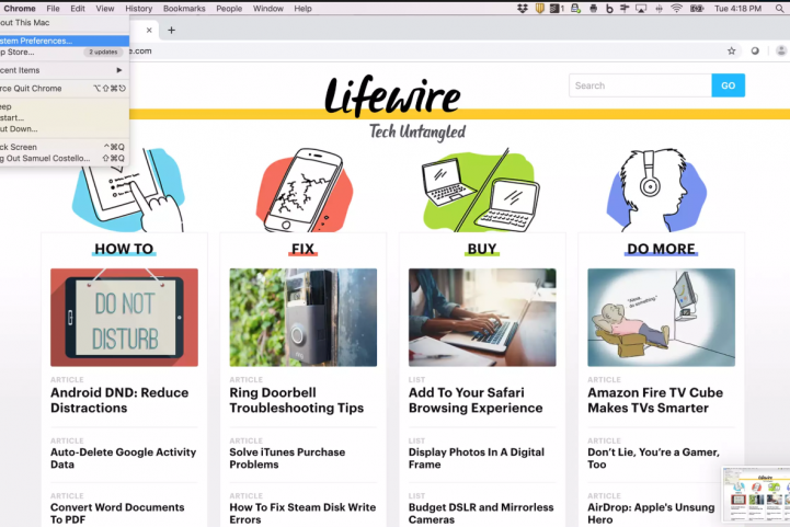 lifewire/ انقر على تفضيلات النظام