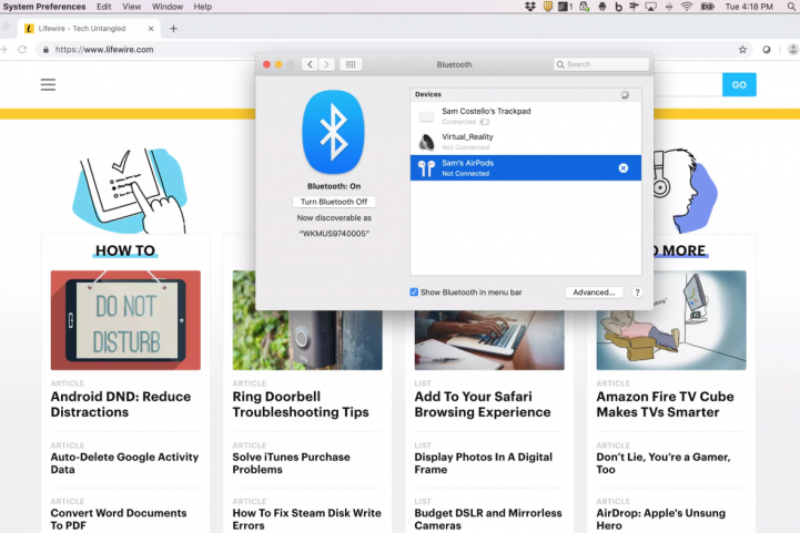 lifewire/ انقر على بلوتوث