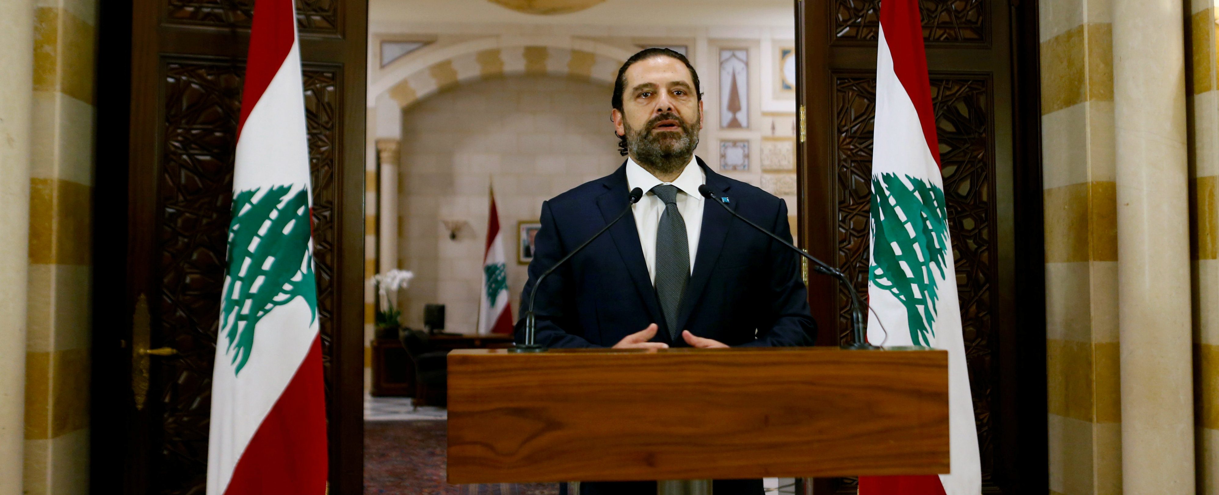 من كلمة رئيس الوزراء سعد الحريري/ رويترز