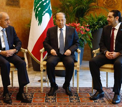 الرئيس اللبناني ورئيس البرلمان ورئيس الحكومة المكلف/ رويترز