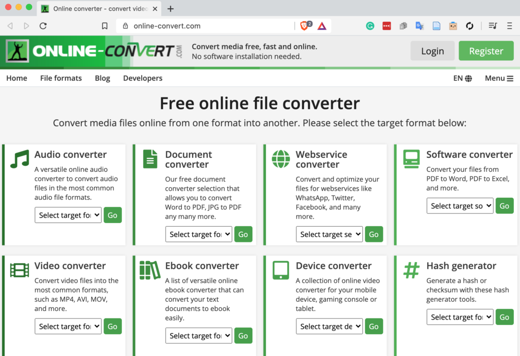 موقع Online-Convert.com لتحويل صيغ الملفات