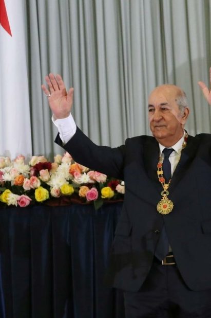 الرئيس الجزائري عبد المجيد تبون خلال حفل تنصيبه/ رويترز