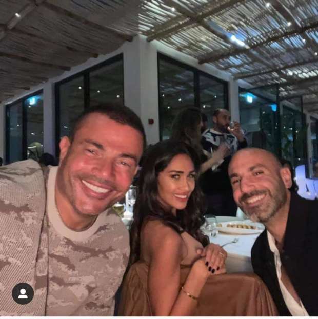 الفنان عمرو دياب وإنجي كيوان/ منصات التواصل