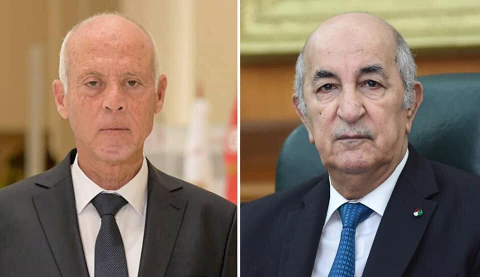 الرئيس التونسي قيس سعيد، ونظيره الجزائري عبد المجيد تبو