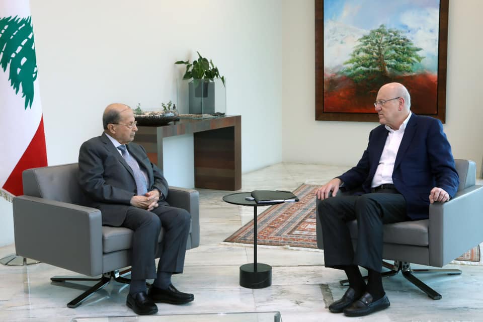 نجيب ميقاتي رئيس الحكومة اللبنانية، والرئيس ميشال عون - مواقع التواصل