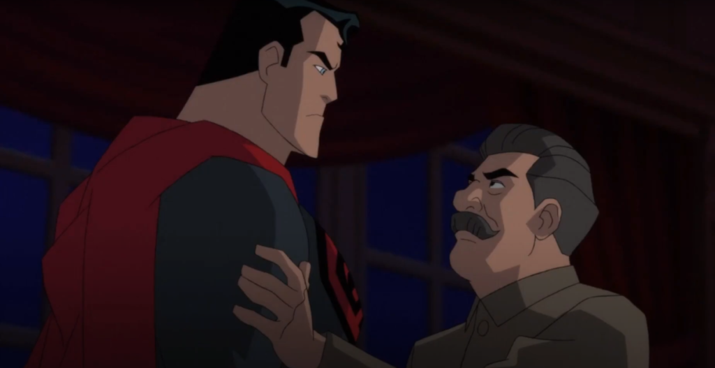 مشهد يجمع بين سوبرمان وستالين في فيلم Superman: red son/ يوتيوب