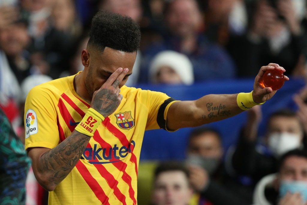 Getty Images/ احتفال أوباميانغ بهدفه ضد ريال مدريد