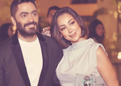 أول ظهور واضح لابنتي تامر حسني وبسمة بوسيل